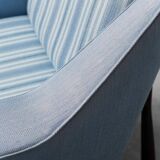 Poltrona in tessuto blu legno anni ’60 vintage modernariato