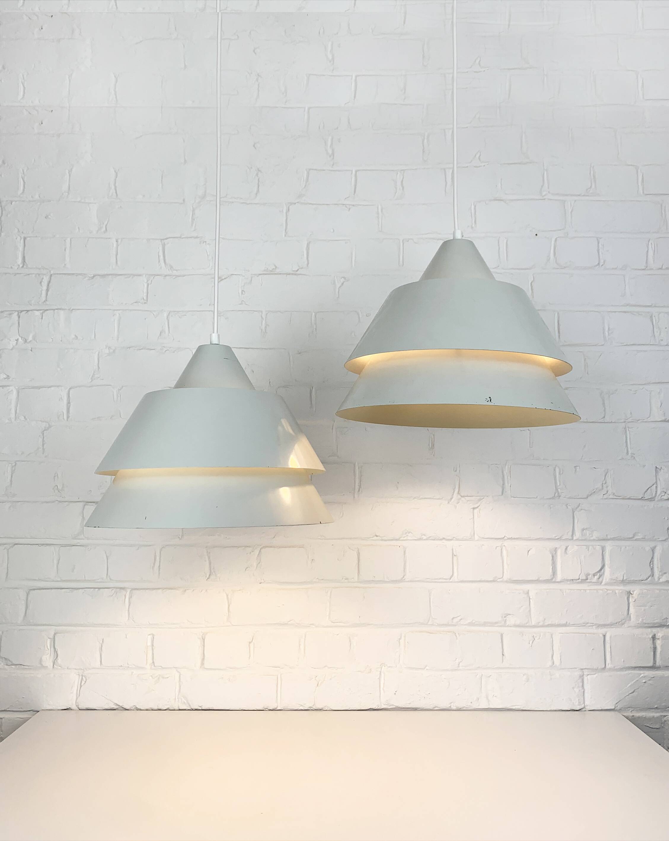 Pair of Zone Pendant Lights in gray, Jo Hammerborg for Fog & Mørup, 1960s