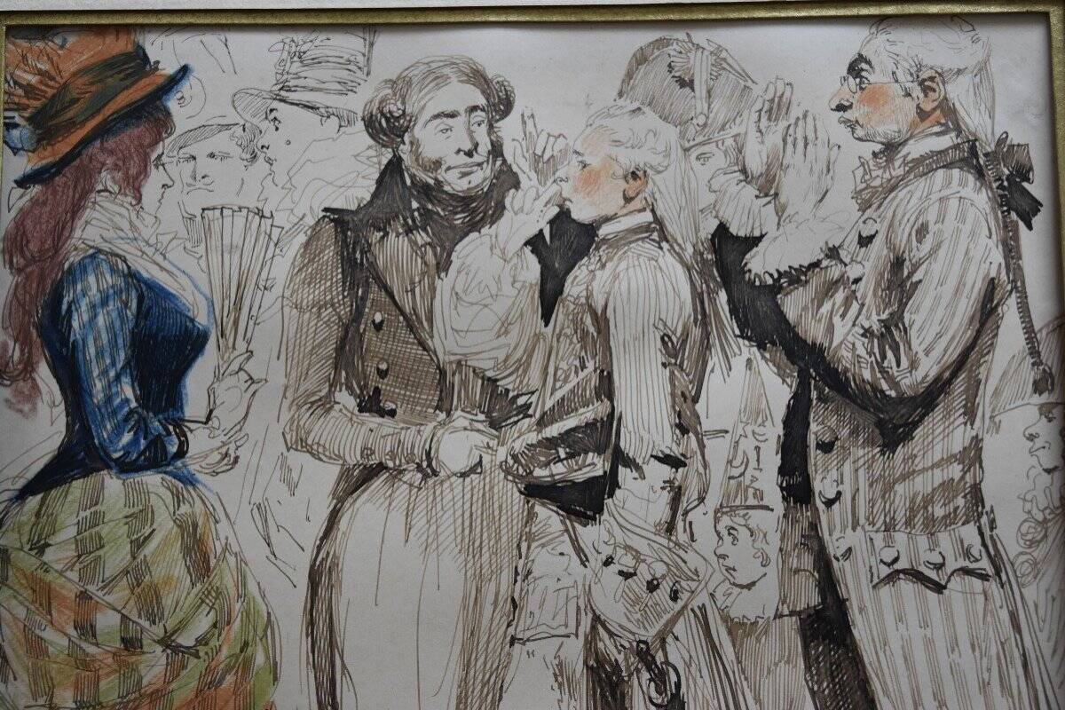 Edouard Detaille (1848-1912) Scène De Carnaval, Aquarelle Signée