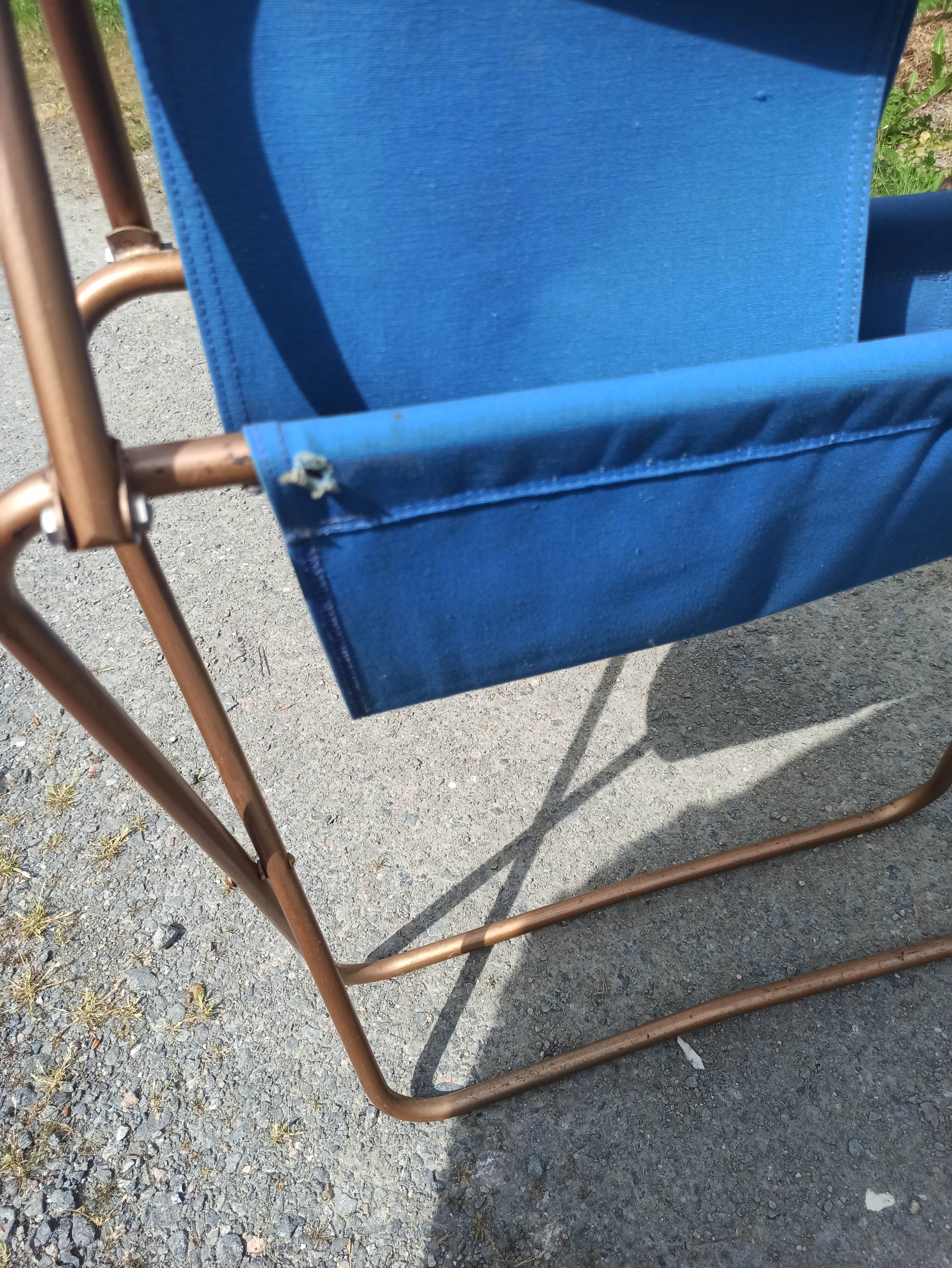 Paire de fauteuils chaises lafuma chantazur toile bleu