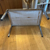 Vintage 1970s coffee table – chrome metal & enamelled tiles