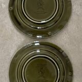 5 Lunéville Moss Green dessert plates.