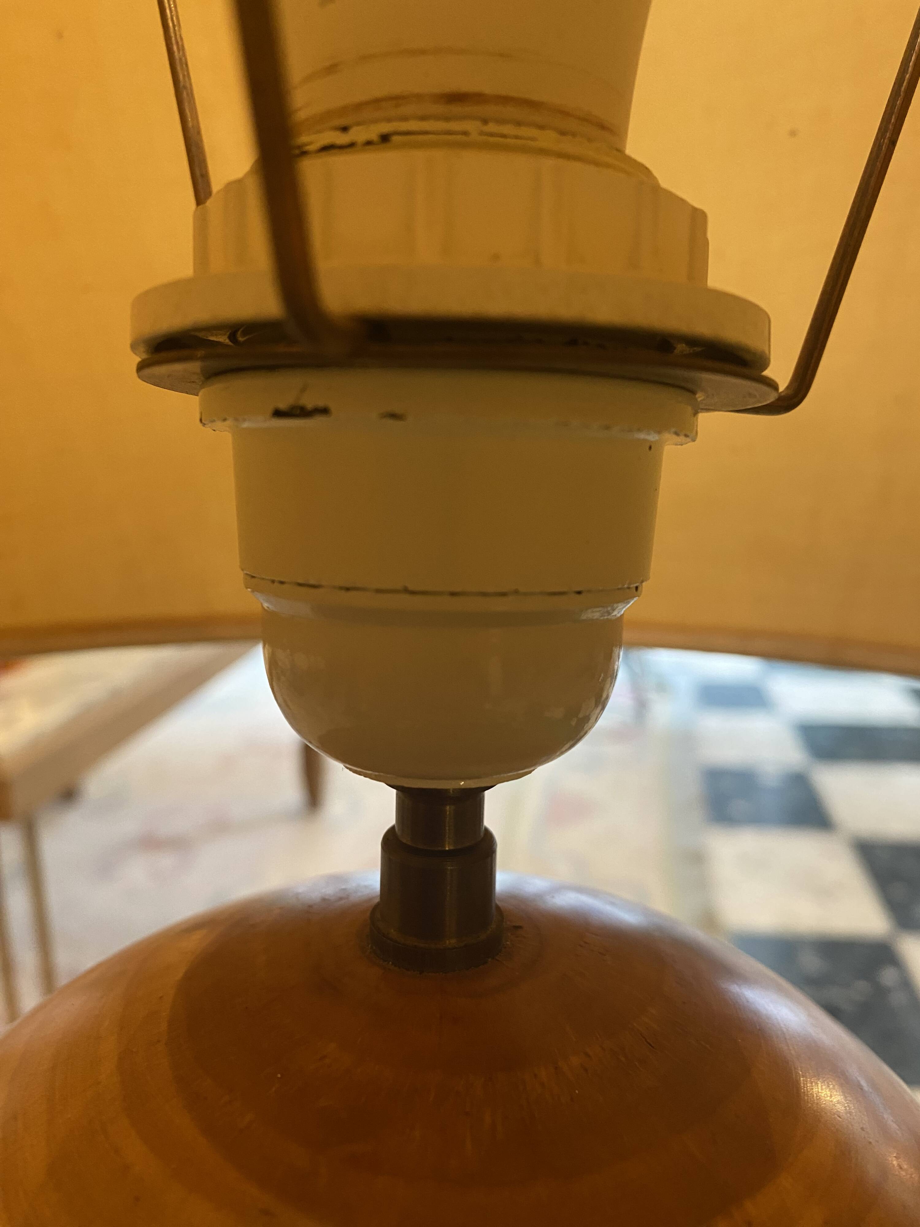 Turned light wood lamp