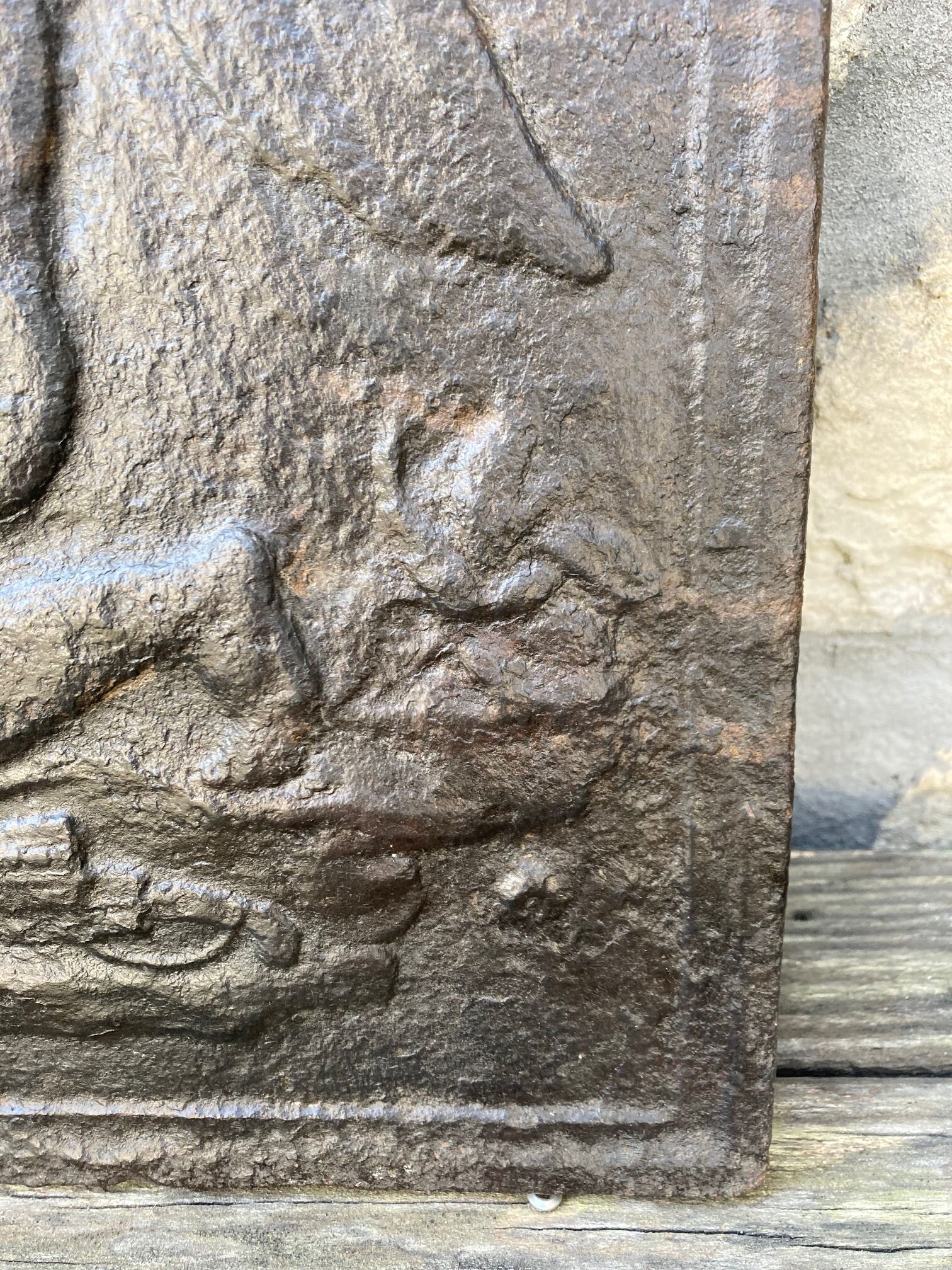 plate fireplace cast iron old Cupid