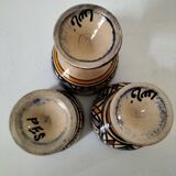 Trio of Moroccan ceramic egg cups from Fez, stamped