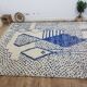 Vintage Azilal rug 310x246 cm - Blue geometric patterns