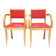 2 anciens fauteuils bridge bois & skai rouge
