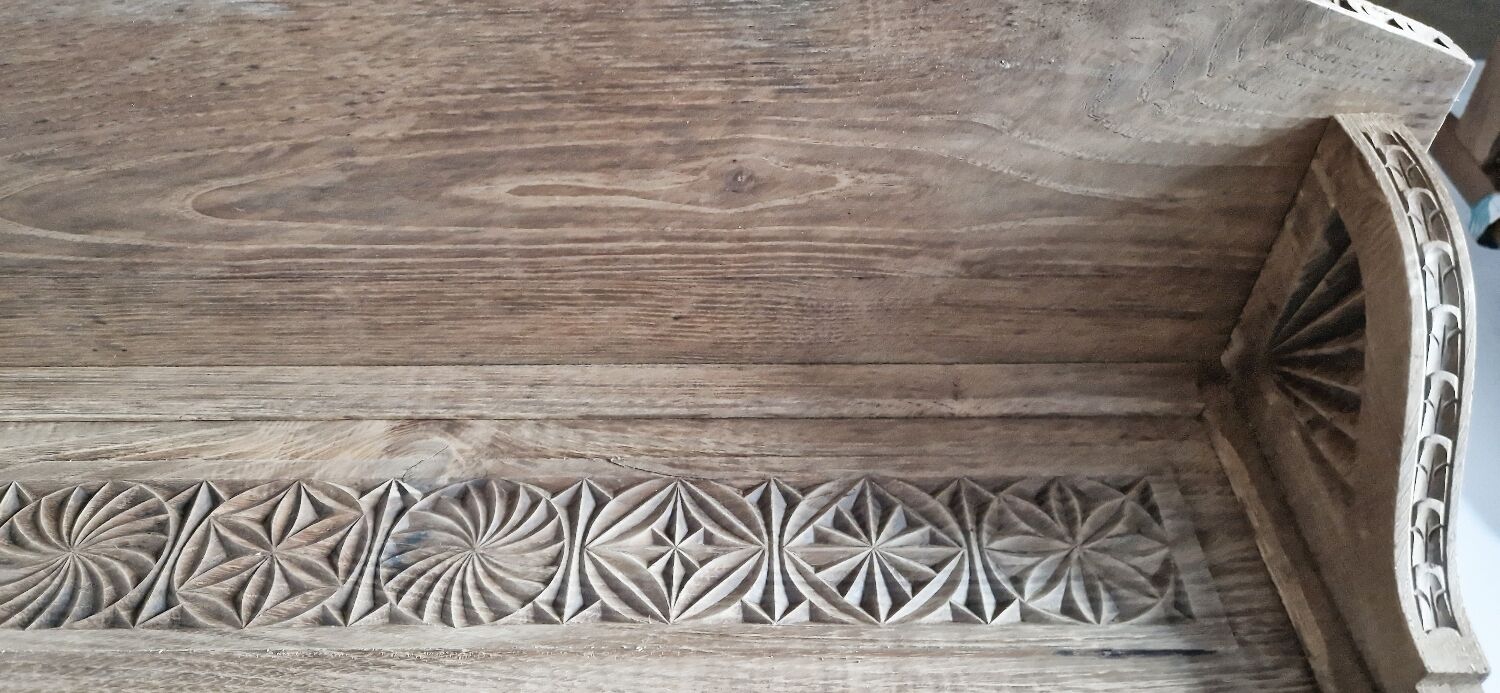 Old carved wood wall shelf