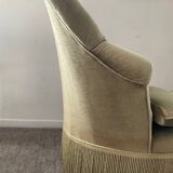 70s toad armchair in green velvet
