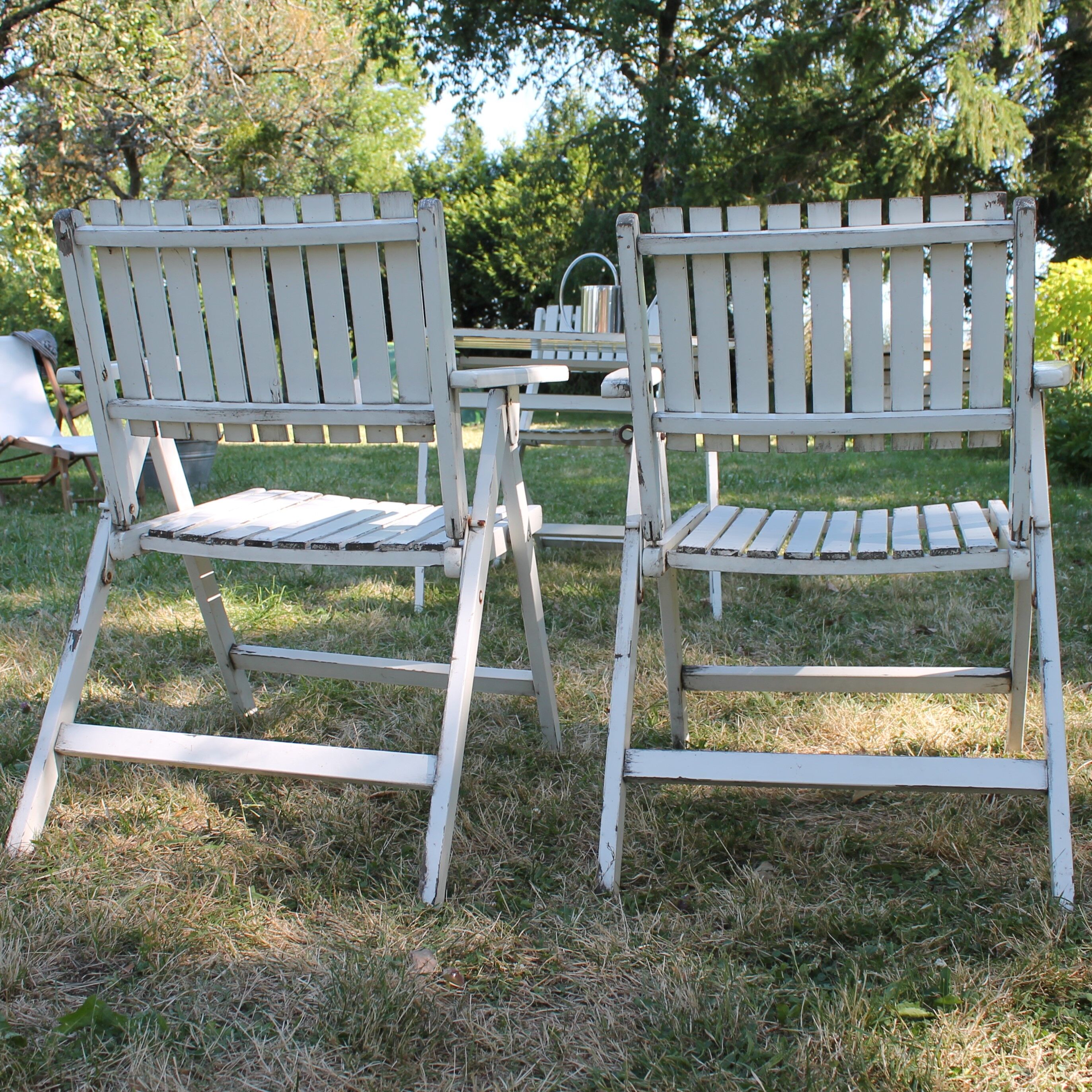 R. Gleizes table armchairs & vintage garden chair set