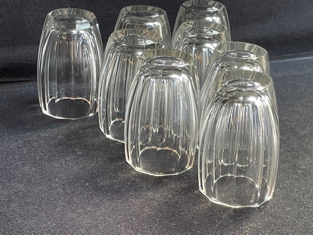 Liquor cabaret - Art Deco - Blown and cut crystal, mahogany or ebony macassar and stainless steel