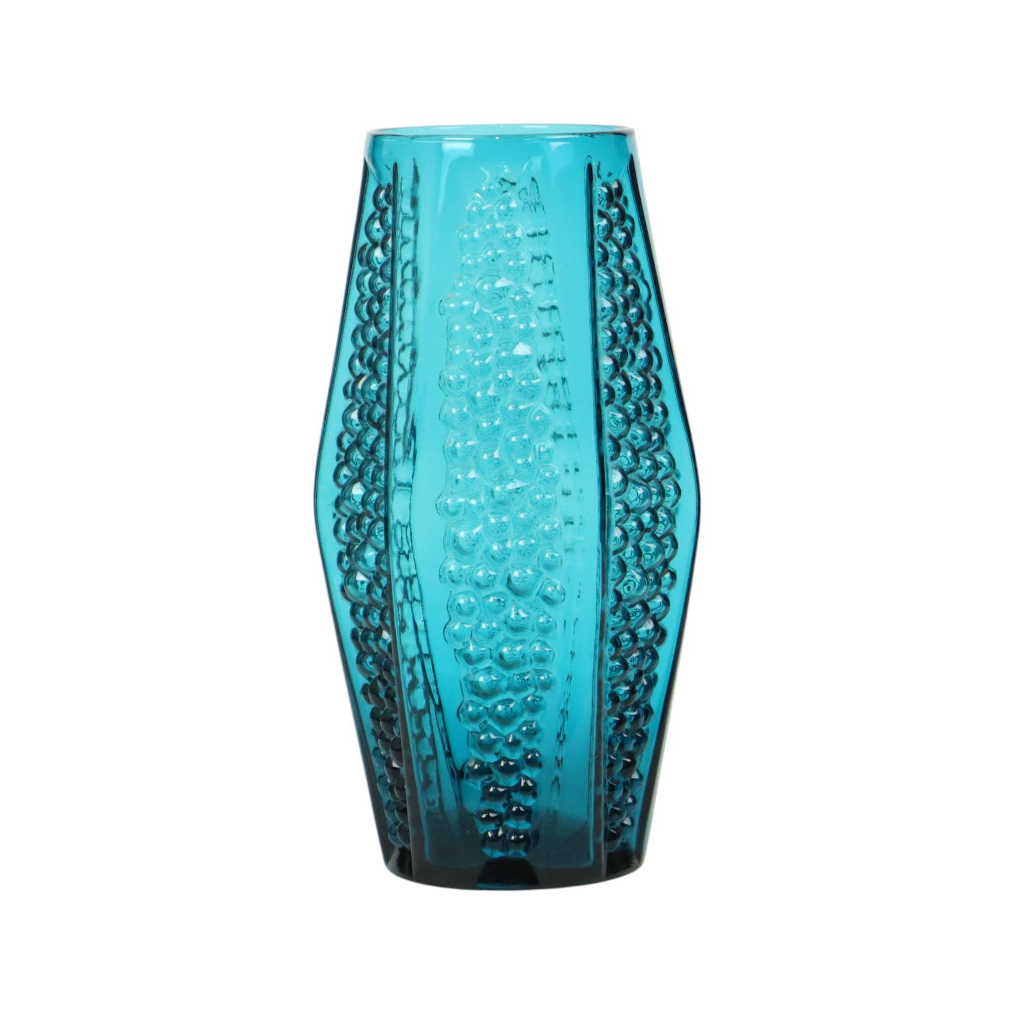 Vase à bulles vintage design bleu Stolle Nieman 1970