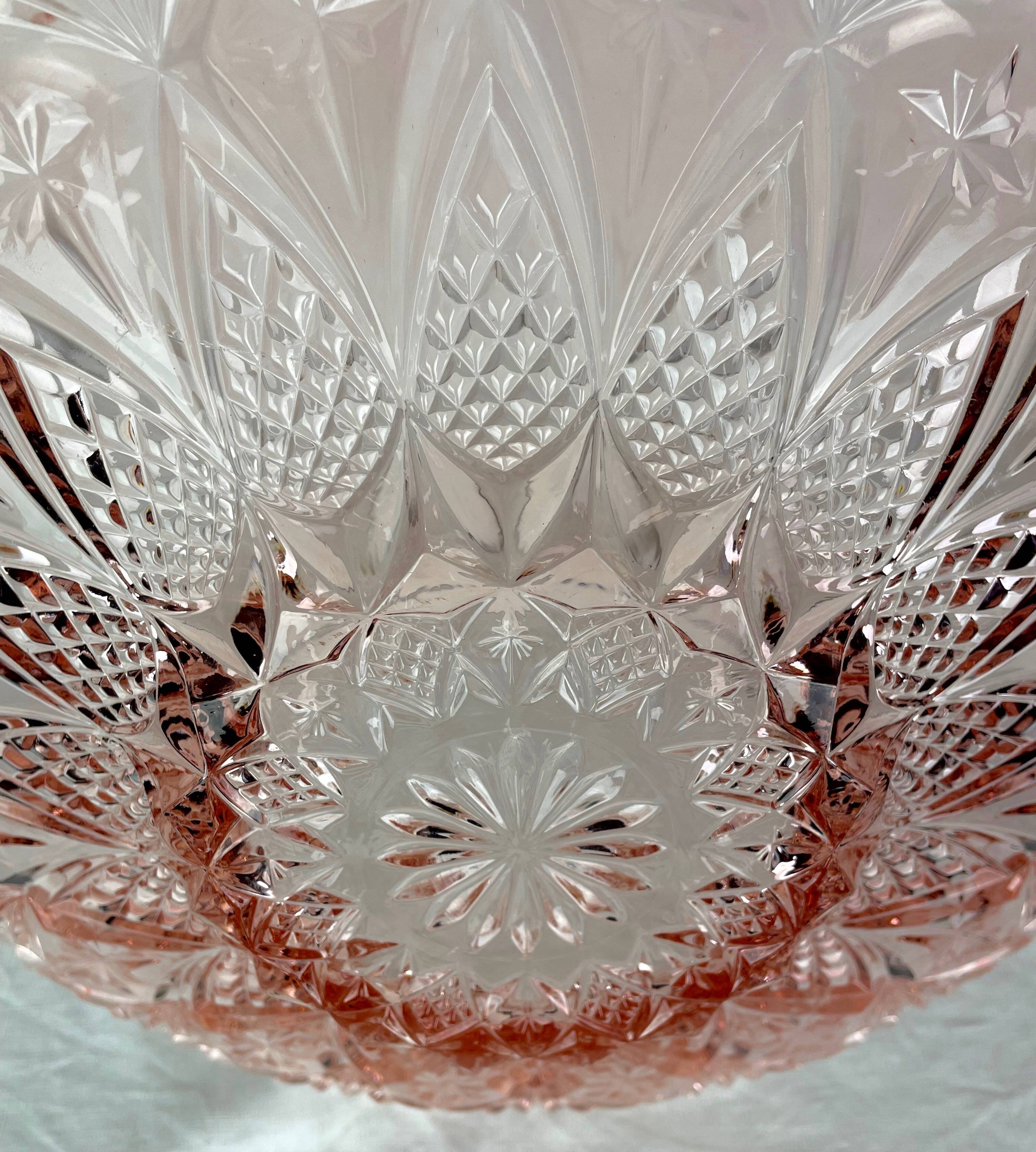 Pink glass compote dish from the 1940s