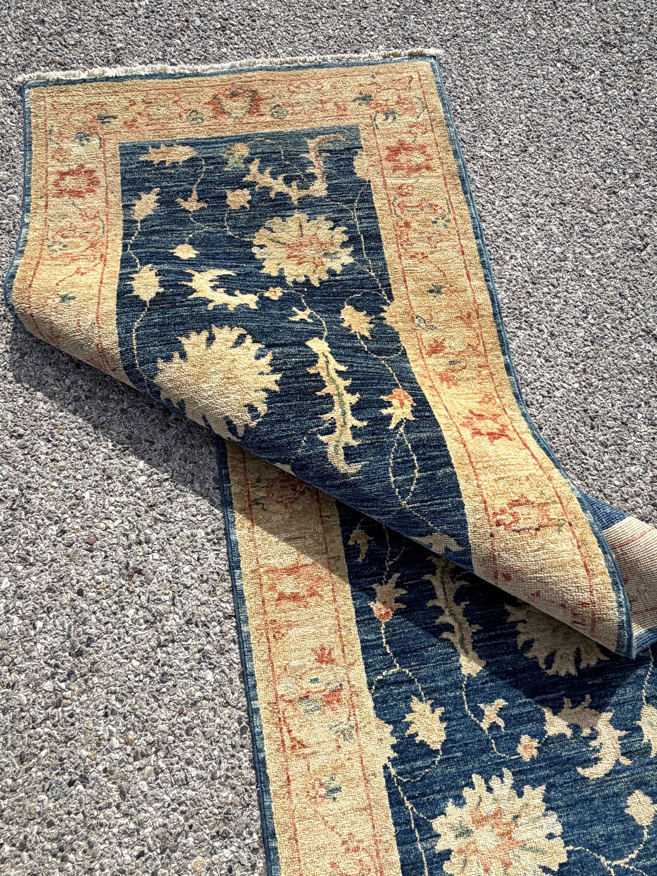 Afghan Chobi Ziegler hand-knotted rug: 200 x 75 cm - Made of wool