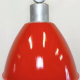 Large Red Painted Industrial Factory Lamp from Elektrosvit, 1960s