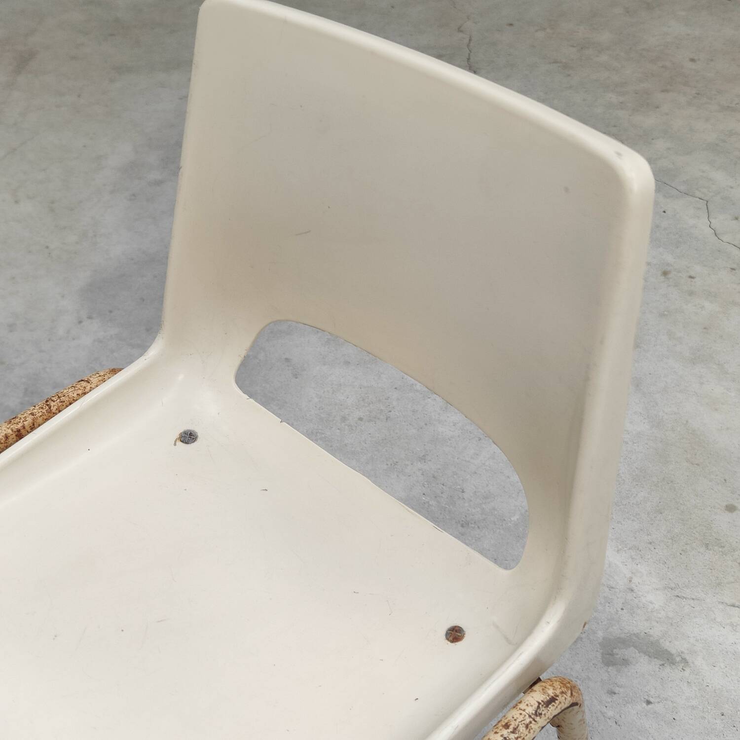 White molded plastic children's chair 1980