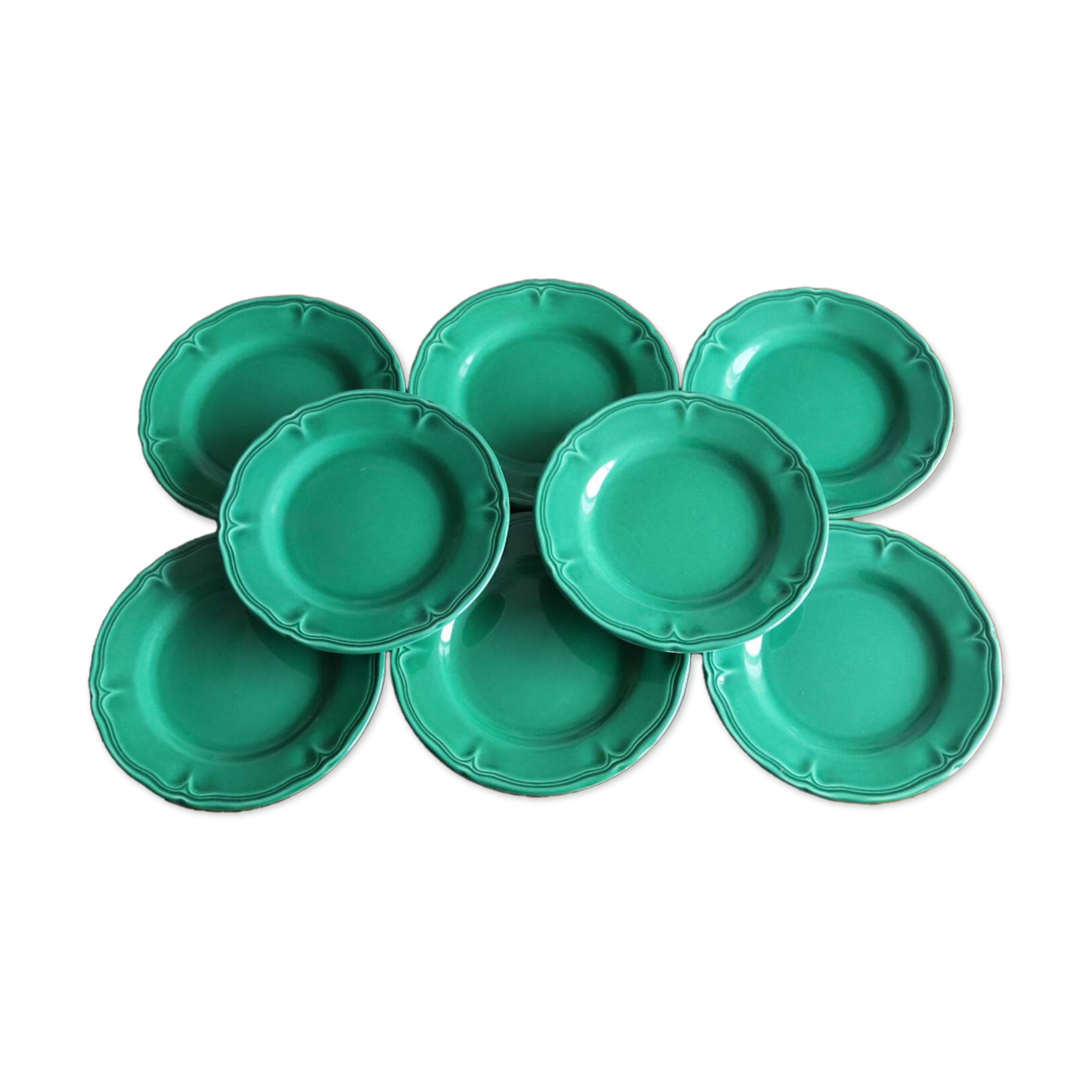 8 green dessert plates, southern wind