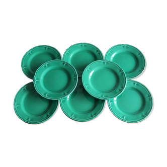 8 green dessert plates, southern wind