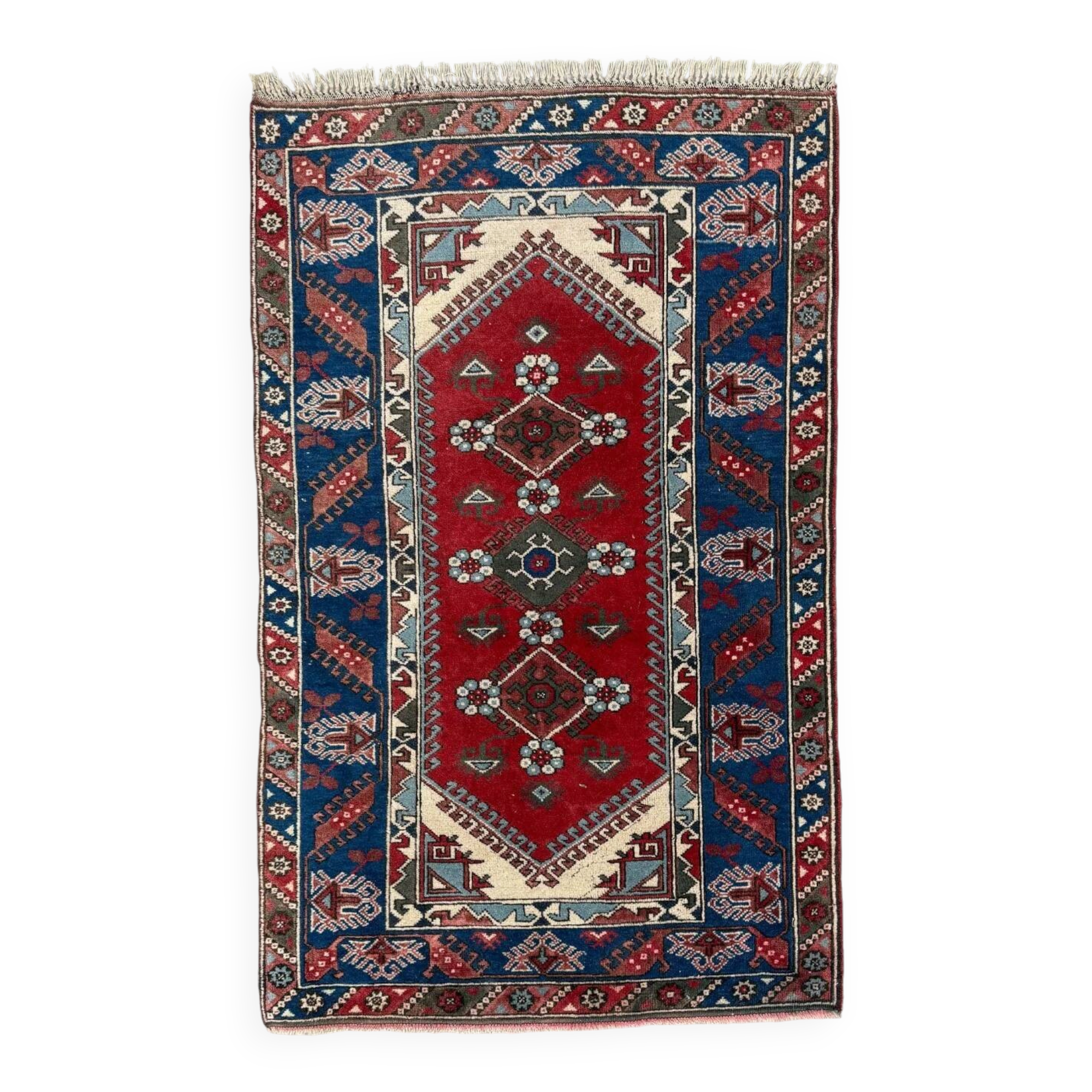 Turkish tribal rug natural dyes 200x120 cm vintage Turkish carpet 2521