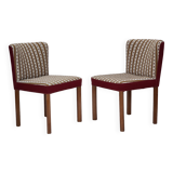 1960s, set of 2 Danish easy chairs, traditional Danish woven wool fabric.