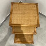 3 pull-out tables rattan, bamboo and woven wicker