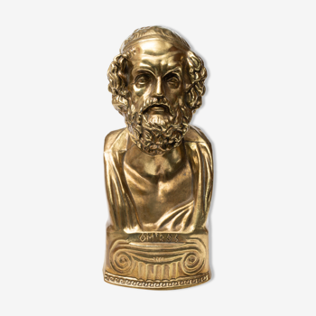 Omiros bust in gilded steel on marble