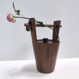 Postmodern Ebonized Beech Ice Bucket by Anri Form, Italy