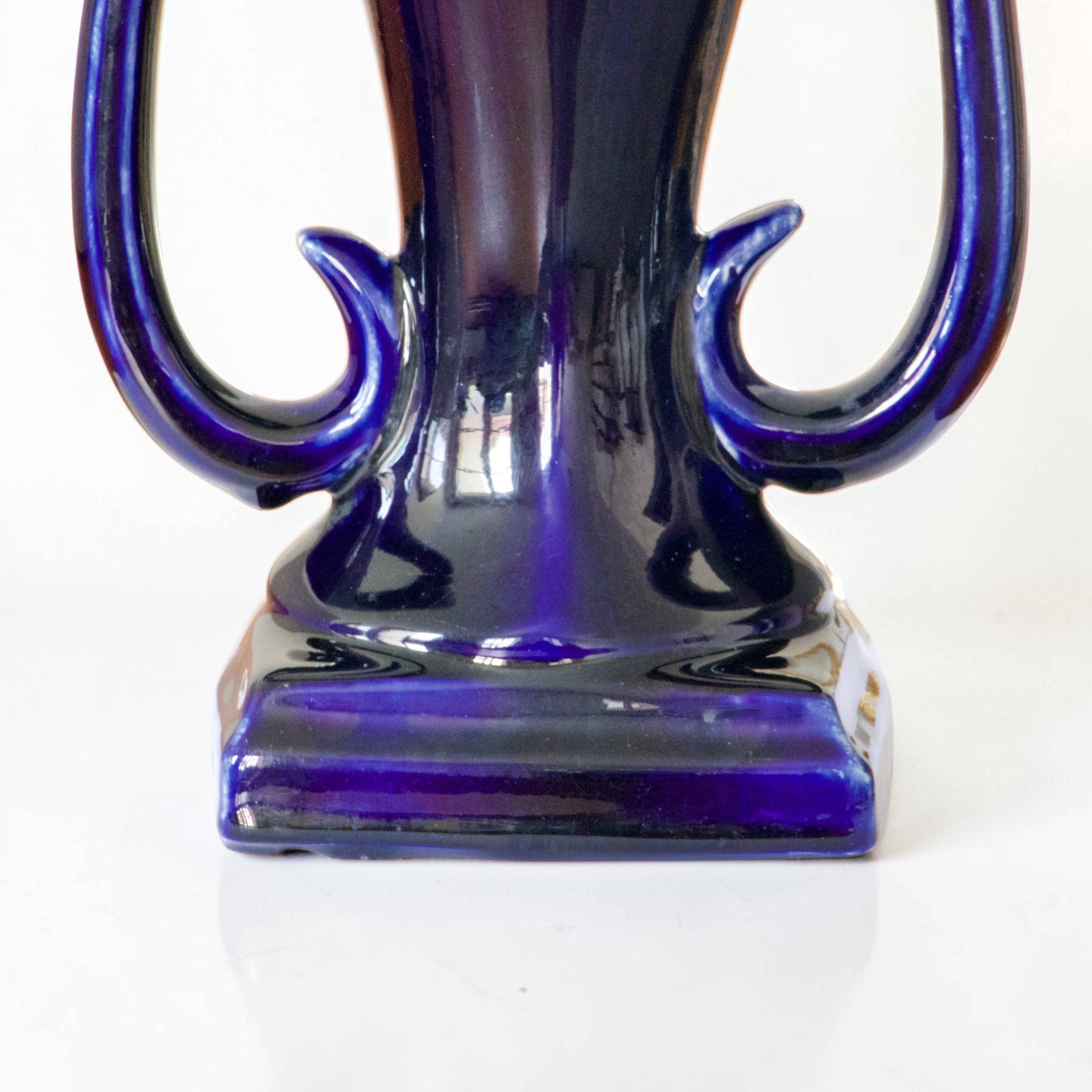 Large Art Nouveau vase by Thulin in glazed flame stoneware.