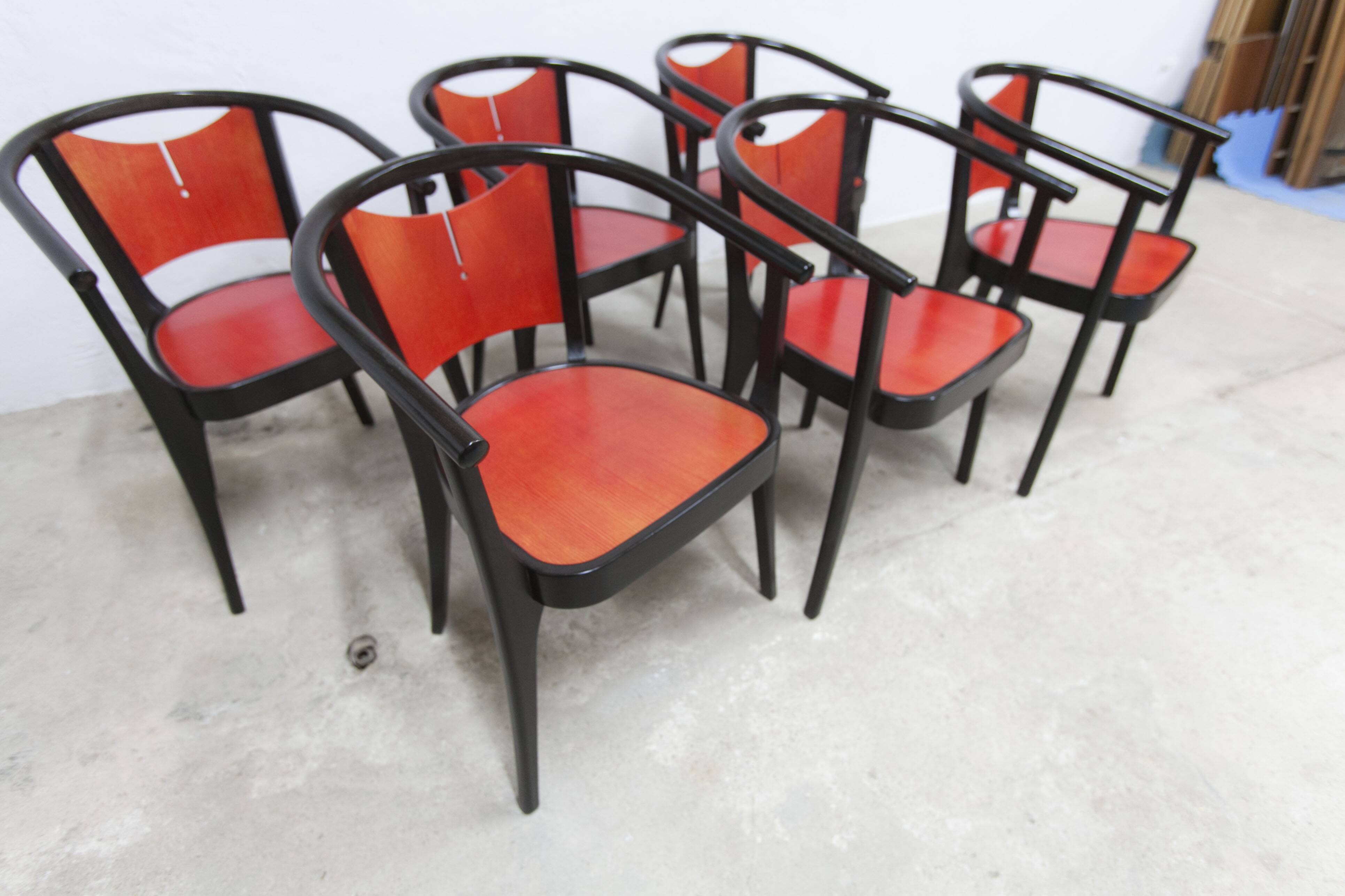 Set of 6 Baumann Diese armchairs, designed by Pagnon Pelhaître