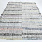 7x10 Yellow Black Striped Vintage Rug, 220x304Cm