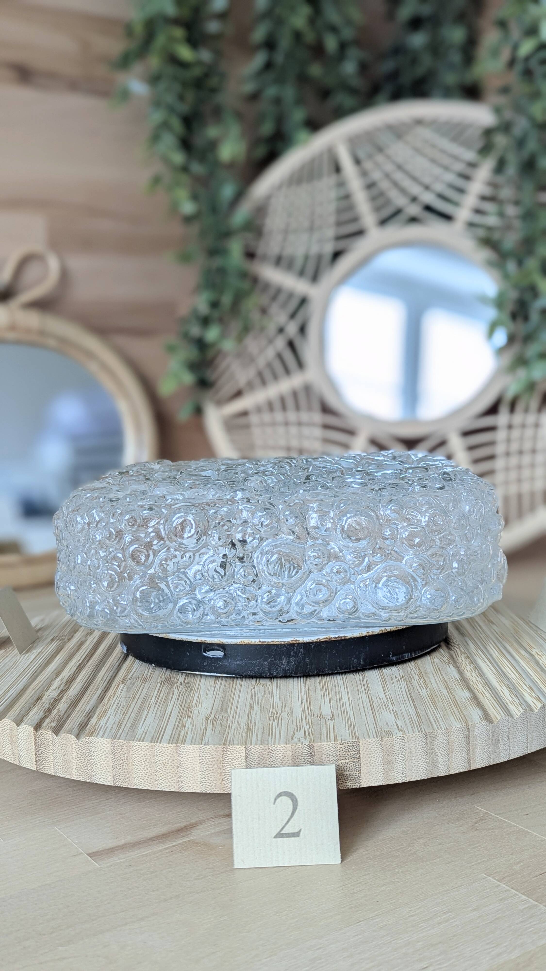 Square ceiling light with bubbled glass