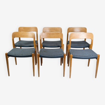 Ensemble de 6 chaises de salle à manger modèle 75 par Niels O. Møller
