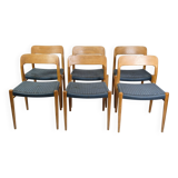 Set Of 6 Dining Room Chairs Model 75 By Niels O. Møller