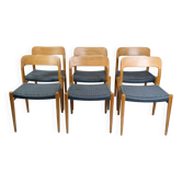 Ensemble de 6 chaises de salle à manger modèle 75 par Niels O. Møller