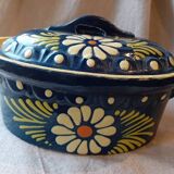 Vintage blue Alsace terrine with flower patterns