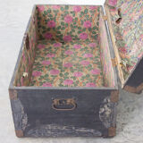 Black vintage wooden trunk