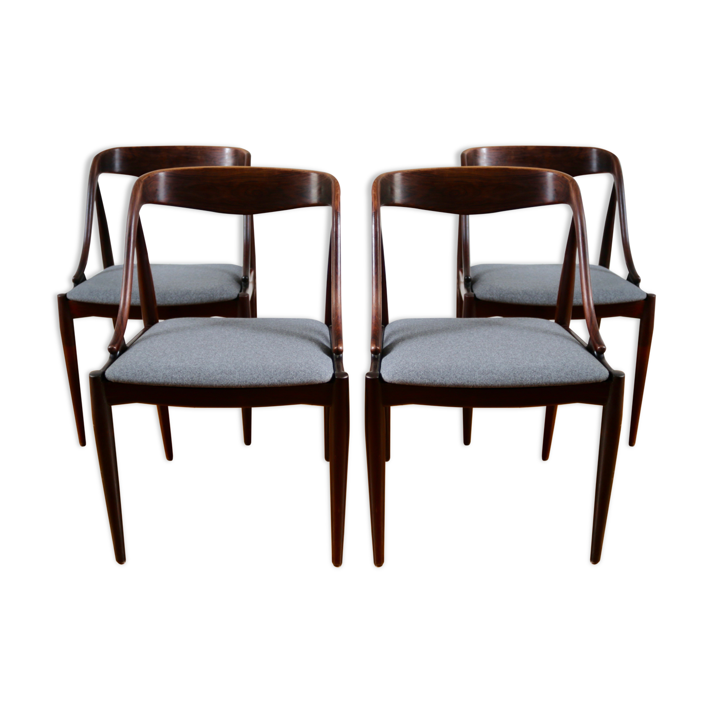 Series of 4 scandinavian chairs in rio Johannes Andersen rosewood 1960