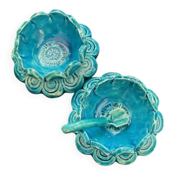 Blue ceramic salt and pepper shaker