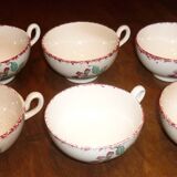 6 beige and red St Amand coffee cups