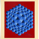 Sérigraphie originale signée à l'encre bleue Victor Vasarely "hexa triangle" circa 1970
