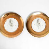 Pair of Mid Century wall or ceiling lamps made of glass with copper-plated