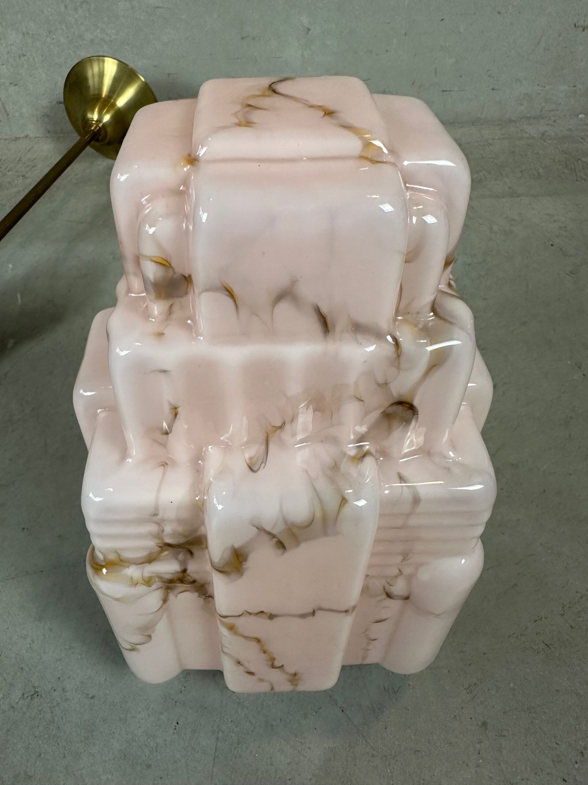 Art deco skyscraper – marbled pink opaline and brass