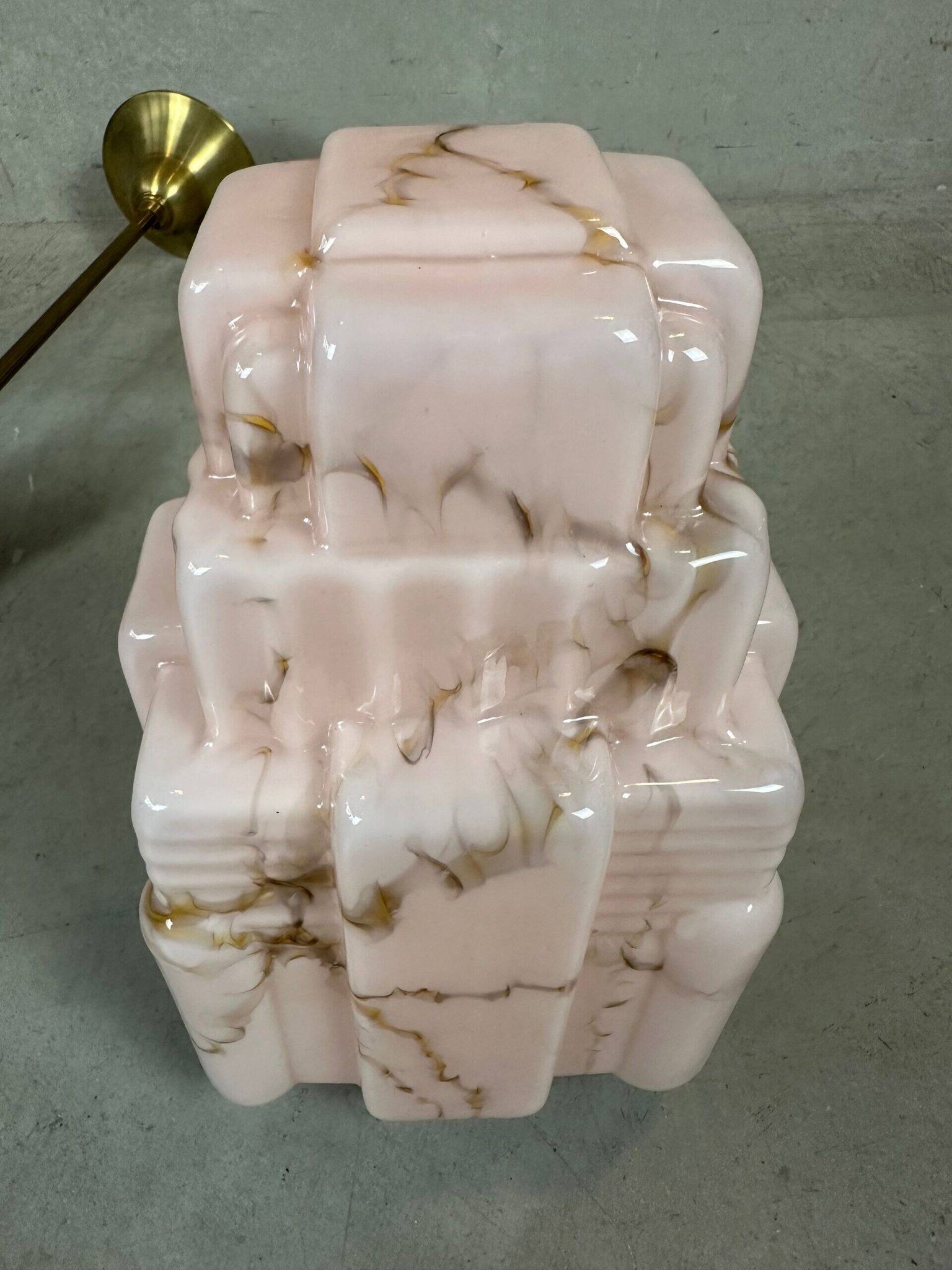 Art deco skyscraper – marbled pink opaline and brass