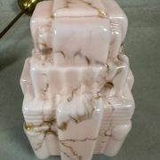 Art deco skyscraper – marbled pink opaline and brass