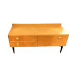 Low ash sideboard chest of drawers, Danish design, 1970s.
