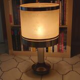 Wood and chrome metal design lamp 70s