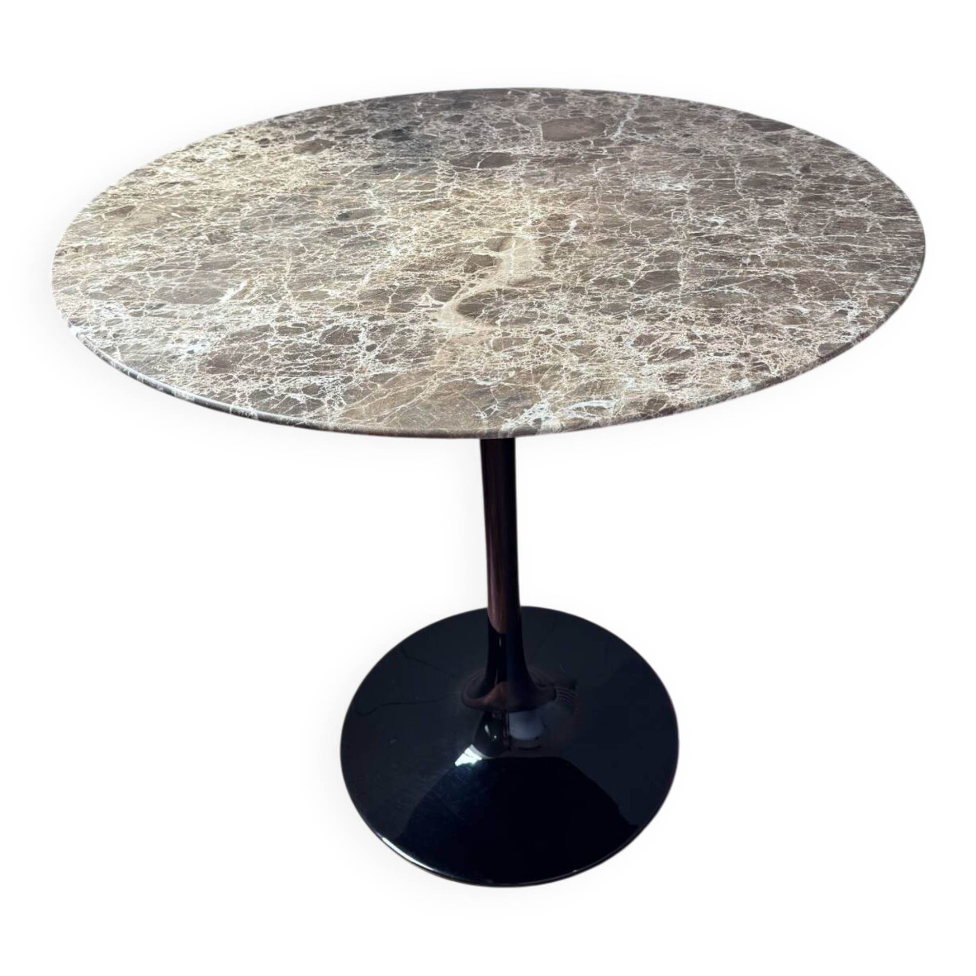Tulip Table – Eero Saarinen style – dark brown Emperador marble top