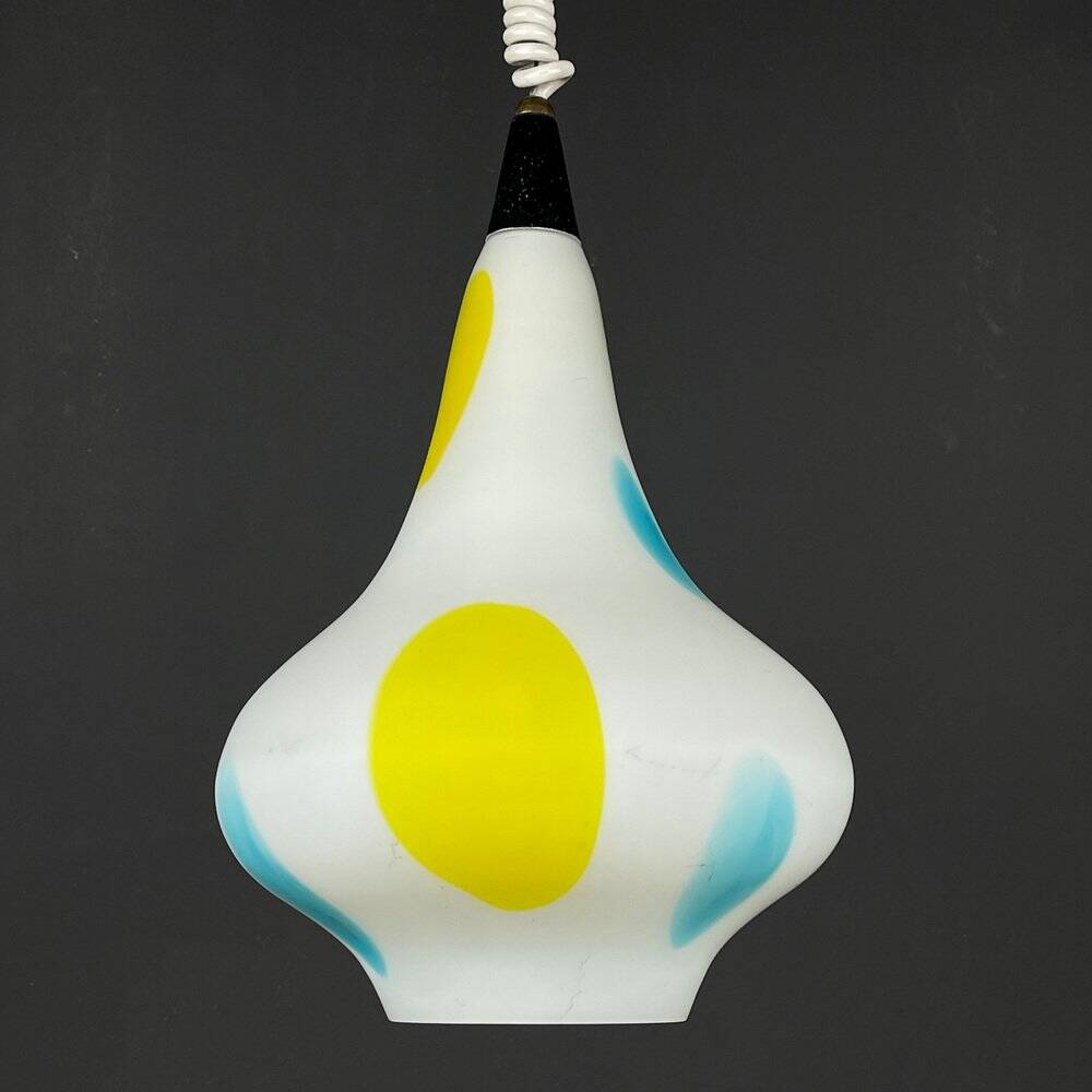 Mid-Century Multicoloured Opaline Glass Pendant Lamp by Stilnovo, Italy, 1950s