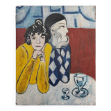 Portrait of clowns, 20th century, oil on canvas, unsigned, 32.5x40.5 cm, unframed