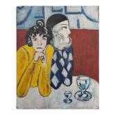 Portrait of clowns, 20th century, oil on canvas, unsigned, 32.5x40.5 cm, unframed